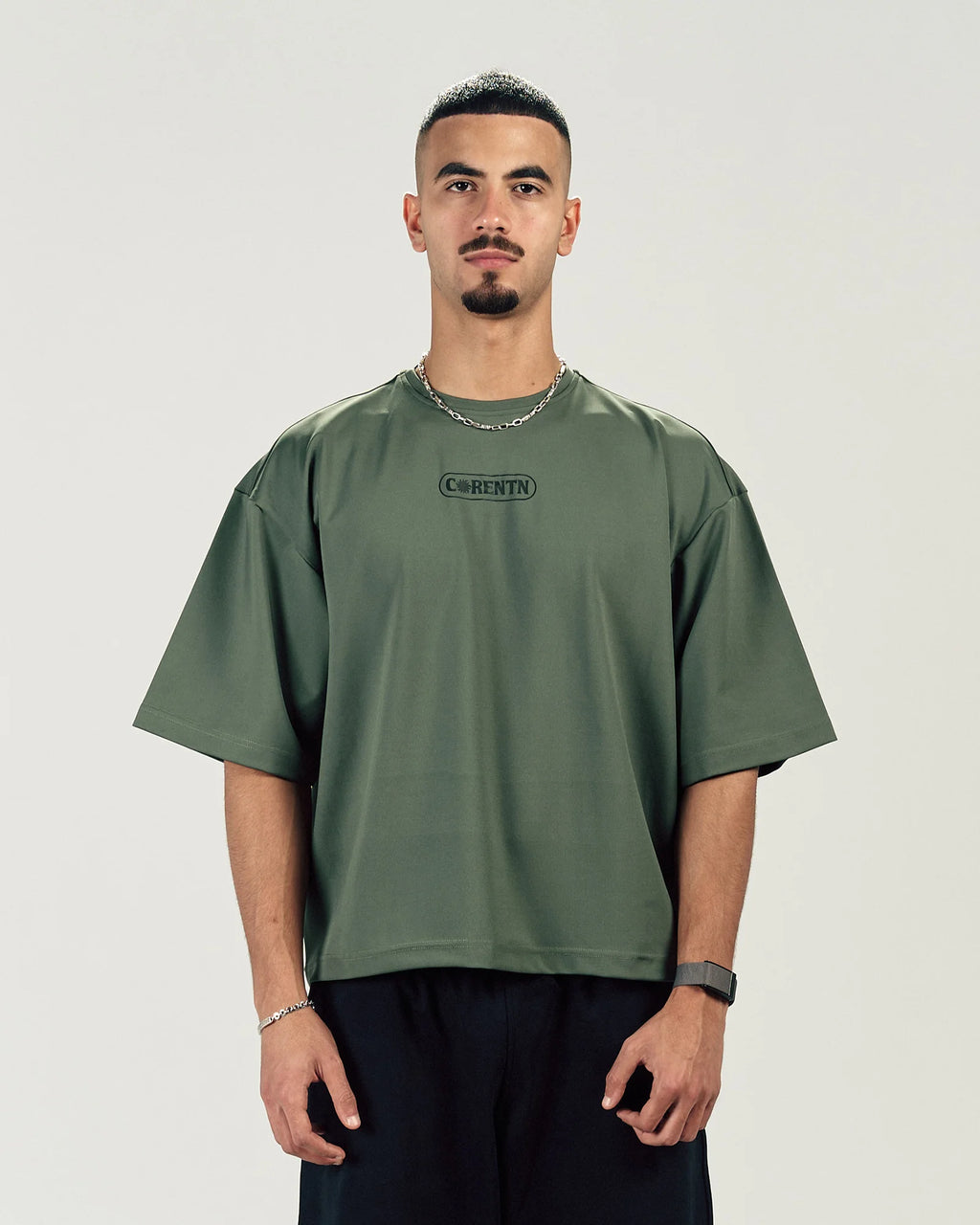 OLIVE BOXY FORM TEE