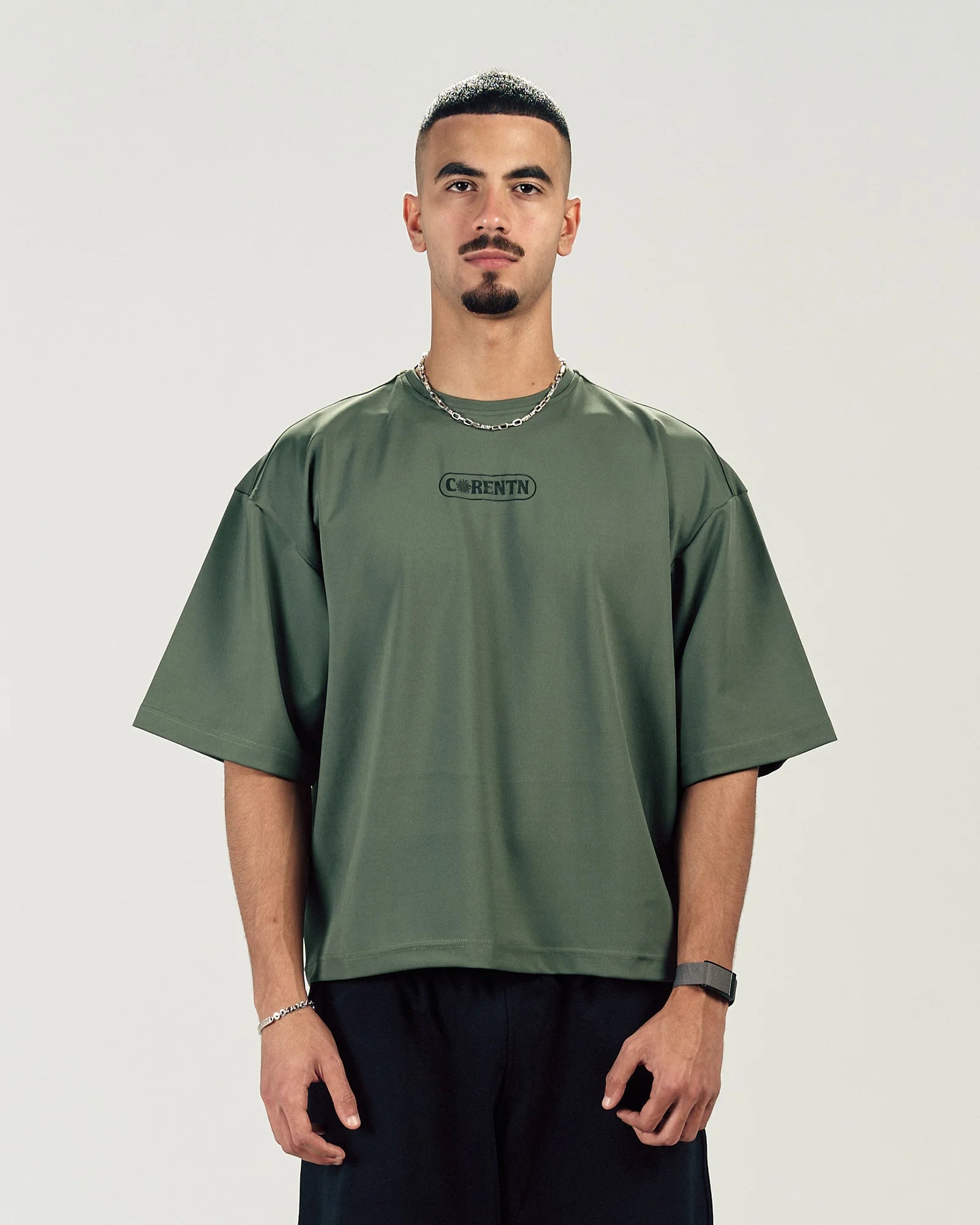 OLIVE BOXY FORM TEE