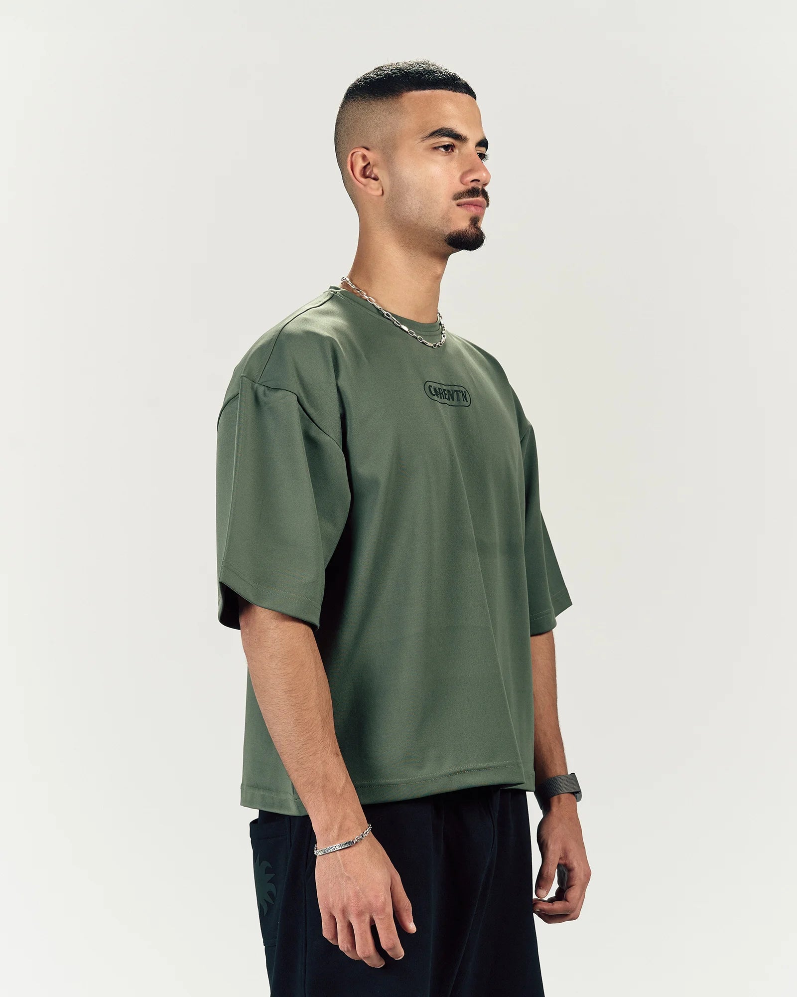 OLIVE BOXY FORM TEE